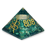 Green Aventurine Angelic Crystal Pyramid with Angel Symbol and Angel Number 808 520 741 for Vastu Good Luck