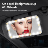 LED Car Vanity Mirror with Dimmable Touch Control - Rechargeable Sun Visor Mirror with 3 Light Modes