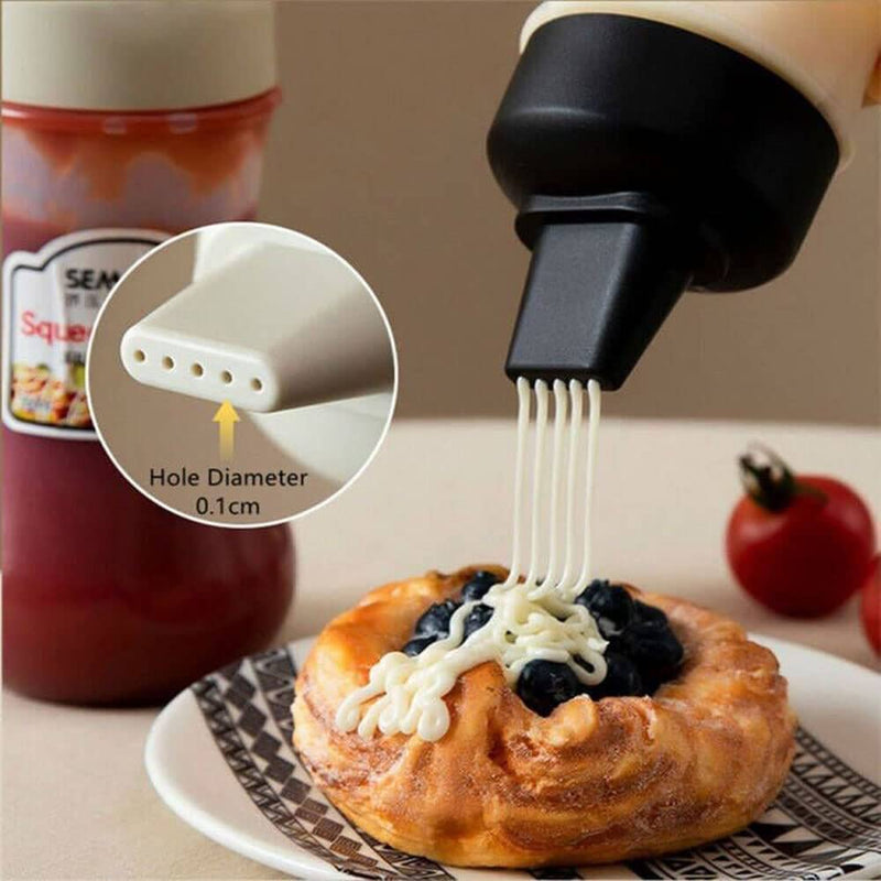 5 Hole Squeeze Sauce Bottle, Plastic Ketchup Dispenser Bottle