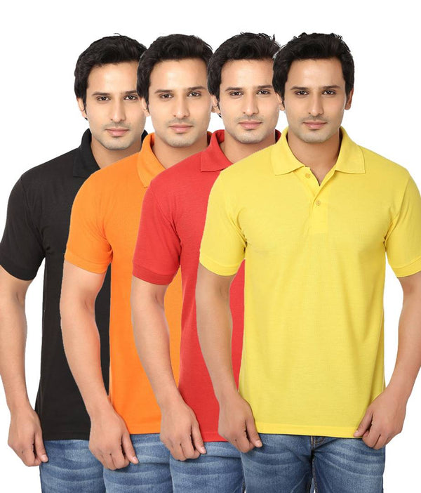 Pack Of 4 Men's Cotton Polo-T Shirt