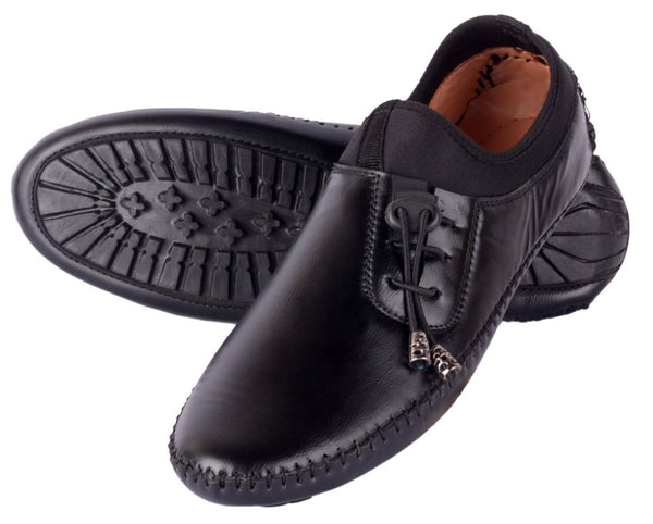 Men's Black Solid Synthetic Leather Casual Shoes