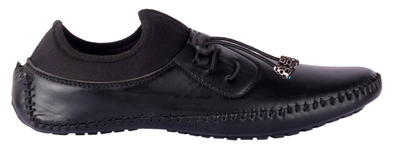 Men's Black Solid Synthetic Leather Casual Shoes