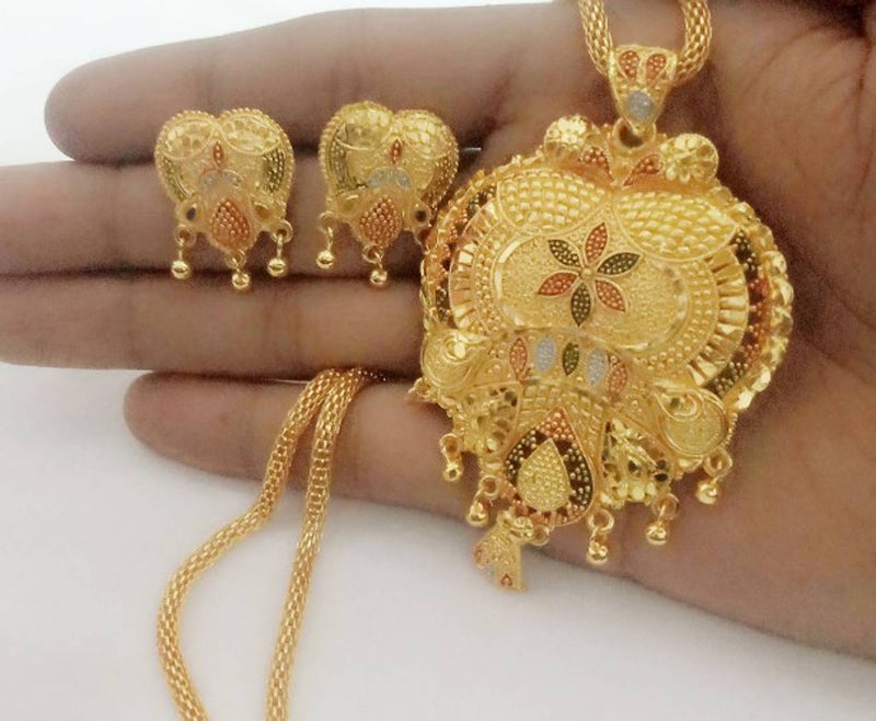 Trendy Gold Plated Pendent  Set with Earring