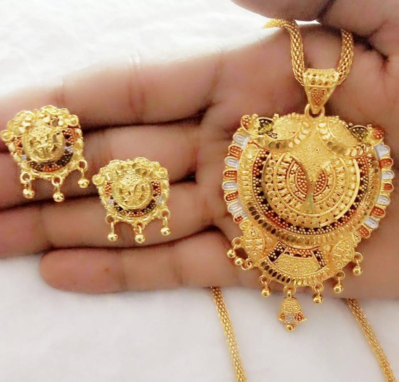 Trendy Gold Plated Pendent  Set with Earring