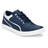 Blue  White Lace-Up Self Design Casual Shoes For Men's