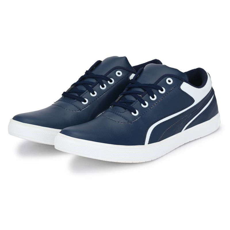 Blue  White Lace-Up Self Design Casual Shoes For Men's