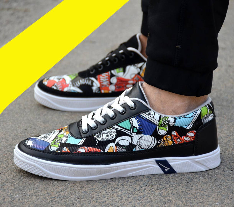 Men's Stylish Multicoloured Printed Casual Sneaker Shoes