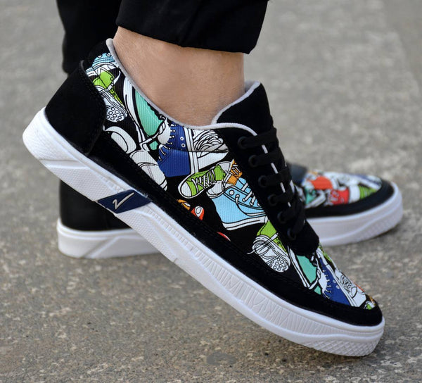 Men's Stylish Multicoloured Printed Casual Sneaker Shoes