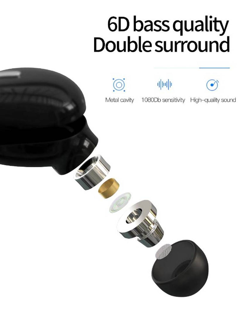 Mini Hands-Free Small Kaju Shape Bluetooth Single Earpiece Headset Earphones with Mic for iOS andoirds Other Smartphones Black