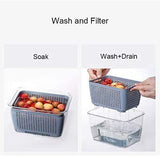 Removable Drain Basket-Fridge Storage Box Refrigerator Fresh Vegetable, Fruit, Meat Container Removable Drain Basket Storage Containers with Lid Kitchen