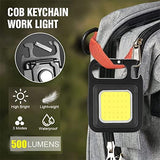 Mini LED COB Flashlight Keychain Light 500 Lumen Rechargeable Flashlights 4 Light Modes Portable Pocket