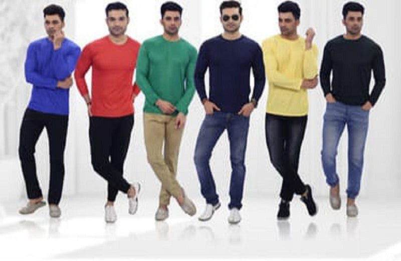 Fidato Men's Full Sleeves Round Neck T-shirt FD6RT1 Pack Of 6