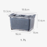 Removable Drain Basket-Fridge Storage Box Refrigerator Fresh Vegetable, Fruit, Meat Container Removable Drain Basket Storage Containers with Lid Kitchen