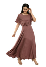 Women's Polyester Solid Maxi Dress