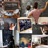 Sticker Balck Board-Wall Sticker Removable Decal Chalkboard with 5 Chalks for Home School Office College