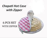 Kitchen Chapati Round Warm Hotcase Kit Assorted Color Designs (Pack of 6)