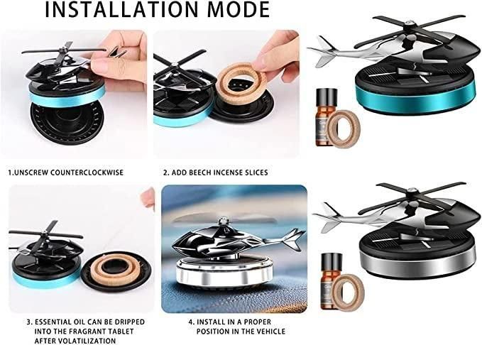 Solar Helicopter Car Aromatherapy Decor, Solar Energy Rotating Helicopter Design Aromatherapy Diffuser Car air Freshener