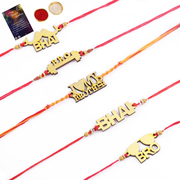 Rakhi Combo 5 For BHAIYA/BHAI/BROTHER/BRO With Kumkum,chawal With Greeting Card