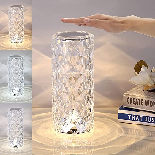 Romantic Rose Crystal Diamond Table Lamps Touch Color Changing Light