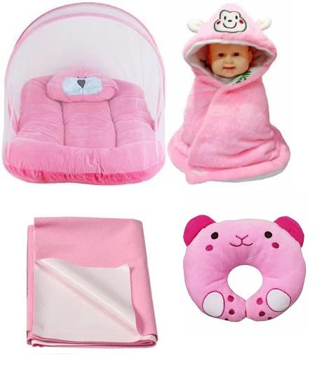 Baby Mosquito Net with Baby Packer baby Dry Sheet & Baby Neck Pillow