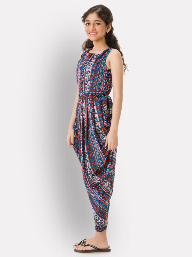 UPTOWNIE Kid's Crepe Printed Drop Waist Jumpsuit