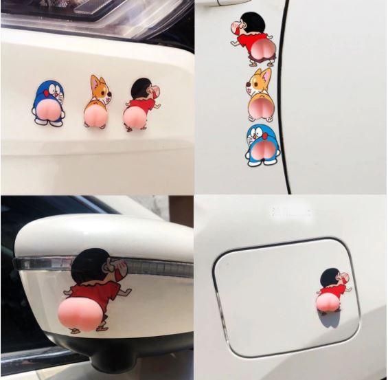 Scratch Protector-Car Door Anti-Collision Rubber Strip Cute Butt Anti-Collision Sticker Door Opening Anti-Scratch Wipe Protector Cartoon Door(Pack of 2)