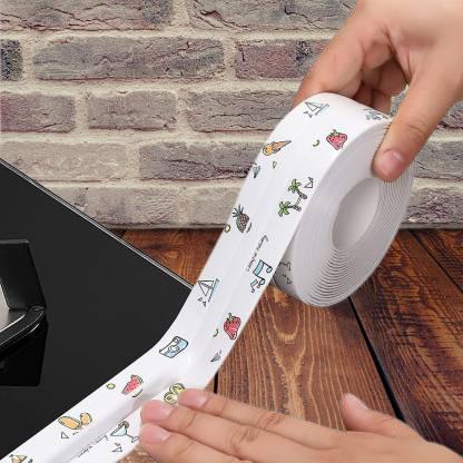 Oil Proof PVC Self Adhesive Sealing Tape for Kitchen Sink Toilet Seat Bathroom Medium Self Adhesive Sticker (Pack of 1)