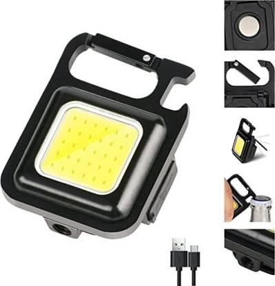 Mini LED COB Flashlight , Keychain Light,500 Lumen Rechargeable Flashlights, 4 Light Modes Portable Pocket Light with Folding Bracket Bottle Opener for Camping Emergency Fishing