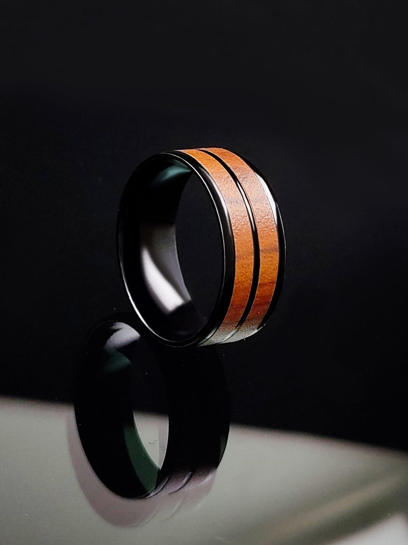 Saizen Stylish Brown Black Band Finger Ring for Men boys