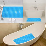 Anti Slip Bathroom Mat Bathtub Bath Shower Mat with Suction Cups & Drain Holes Door Mat Foot Massage Scrubber Bath Mat (Blue)