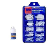 Artificial Curve Tips Fake Nails With 1 Glue Bottle (White)