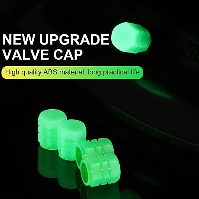 Valve Caps Car/Bike Wheel Tire Rim Air Valve Cap Radium Tyre Air Cover Glow Radium Light Neon (Pack of 4)