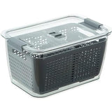 Removable Drain Basket-Fridge Storage Box Refrigerator Fresh Vegetable, Fruit, Meat Container Removable Drain Basket Storage Containers with Lid Kitchen