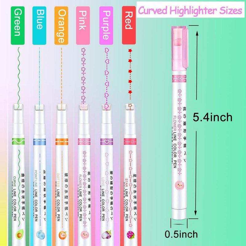 Dual Tip Curve Highlighter Pen Set