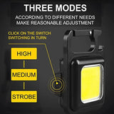 Mini LED COB Flashlight Keychain Light 500 Lumen Rechargeable Flashlights 4 Light Modes Portable Pocket