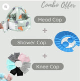 Combo of Head Cap Shower Cap, Knee Cap