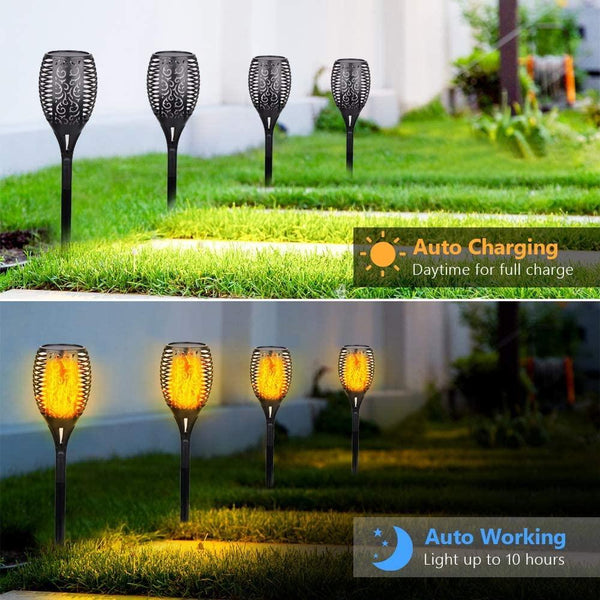 Solar Light Garden- Solar Light Flame Warm Light 96 LED Light Sensor