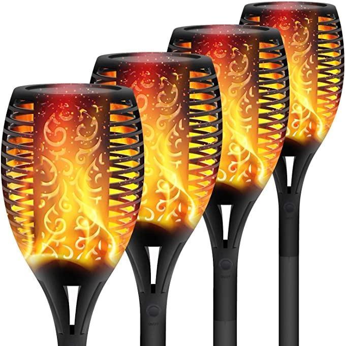 XERGY Solar Lights Outdoor Waterproof Dancing Fire Mashaal Flame Torch 96 LED Lantern Landscape Decoration Lighting Auto On/Off for Garden Balcony Driveway's ( Pack of 2)