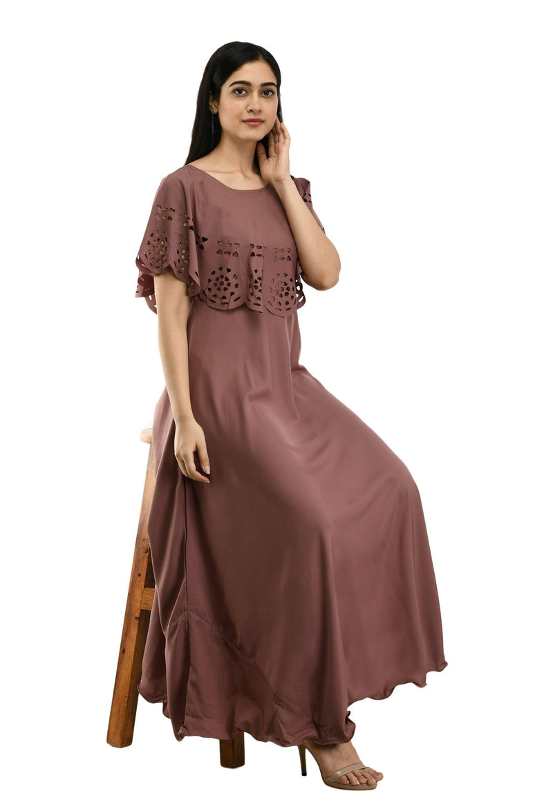 Women's Polyester Solid Maxi Dress